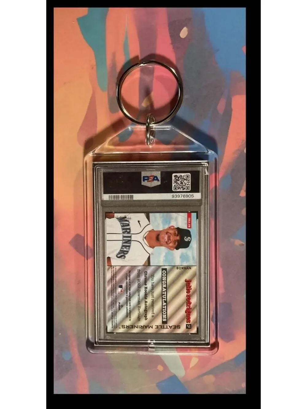 3024 Julio Rodriguez 2022 Bowman Heritage Auto Keychain-A Great Gift
